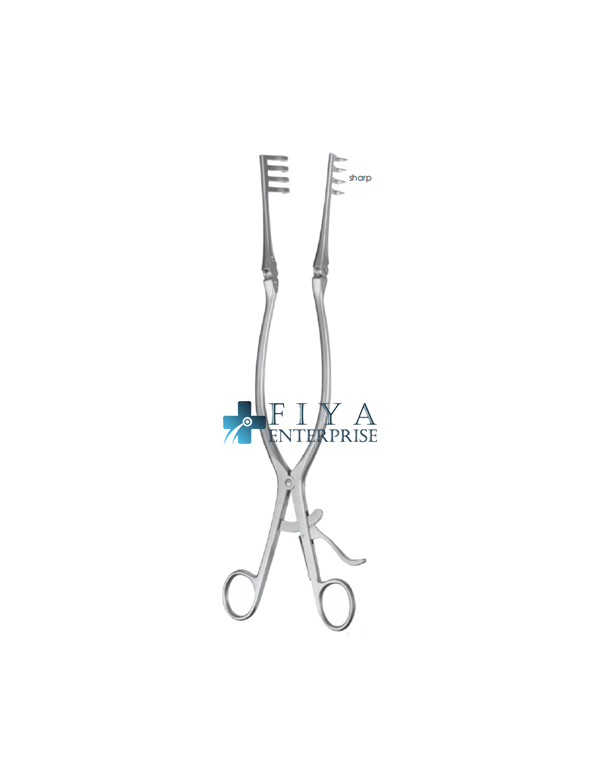 Beckmann Retractor 4X4 Sharp Prongs Premium Stainless Steel Hinged.