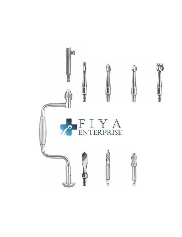 Hudson Hand Drill Complete Set Premium Stainless Steel Neurosurgical Brace.