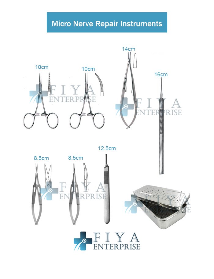 Micro Nerve Repair Instruments Set 16 Pieces Stainless Steel Fiya Surgical.