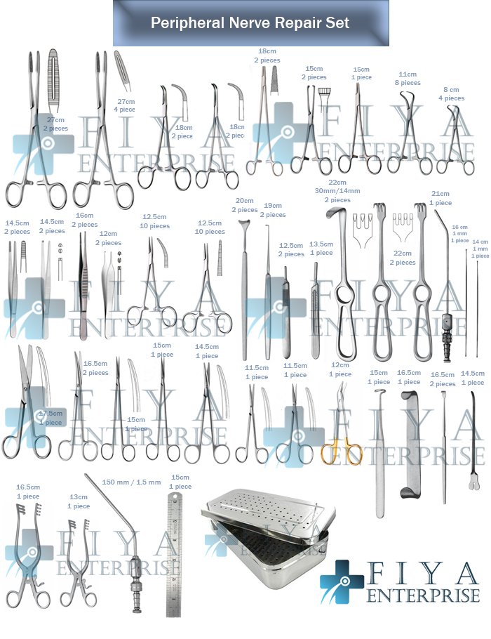 Peripheral Nerve Repair Instruments Set 74 Pieces Stainless Steel Fiya Surgical.