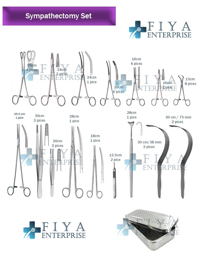 Sympathectomy Set 38 Pieces Extended Long Reach Stainless Steel Fiya Surgical.