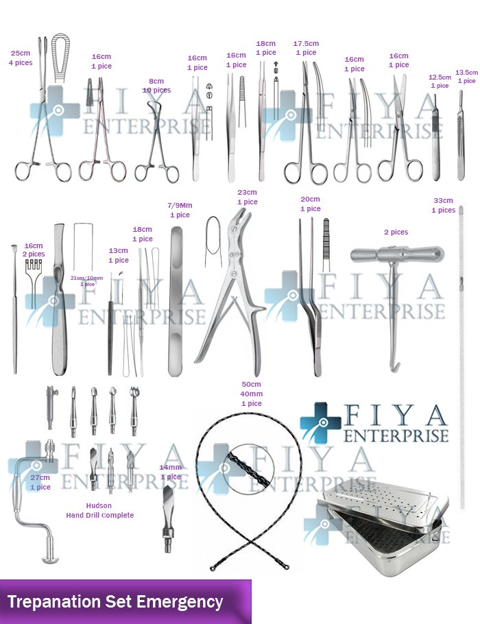 Trepanation Set Emergency Pieces Stainless Steel Fiya Surgical.