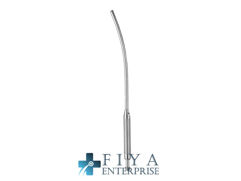 Cooley Suction Tube, Curved, with Central and Lateral Openings, stainless steel suction instruments, Fiya Surgical 02.3310