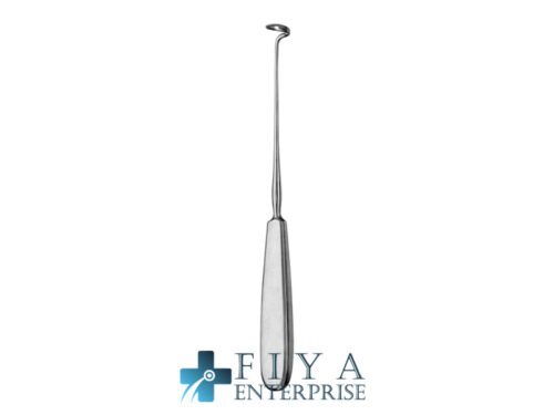 Deschamps Ligature Carrier, Short Curved, Blunt, Left, stainless steel ligature needles, Fiya Surgical 19.0223