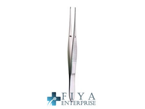 Iris Forceps, 1x2 Teeth, Extremely Fine, Slightly Curved, stainless steel delicate forceps, Fiya Surgical 06.2820