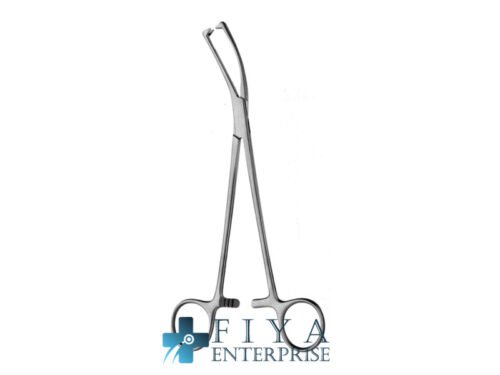 Jacobs Vulsellum Forceps, 2x2 Teeth, Curved to Side, stainless steel tenaculum forceps, Fiya Surgical 15.8121