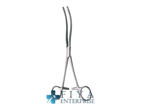 Kocher Intestinal Forceps, Curved, Smooth Elas. Jaw, stainless steel intestinal clamps, Fiya Surgical 14.2123