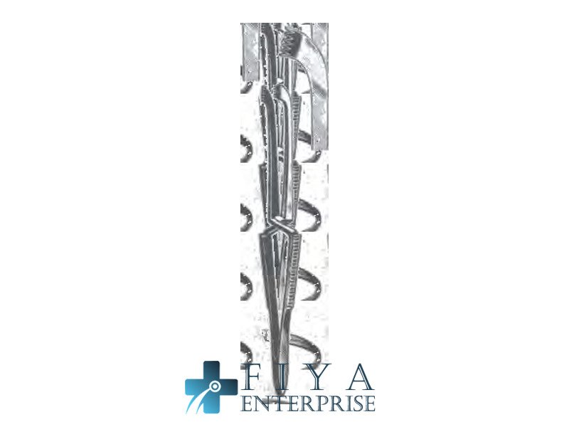 Lange Approximation Forceps, Cross-Action, Curved, stainless steel ligature catcher, Fiya Surgical 19.091
