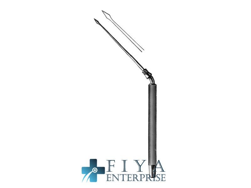 Politzer Tympanum Perforator, with Screw-Locking Handle, stainless steel tympanum knives, Fiya Surgical 29.892