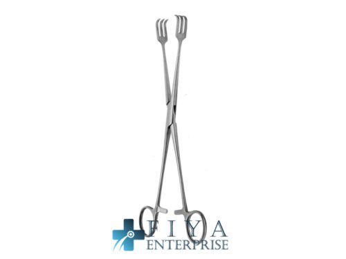 Vulsellum Forceps, 3x3 Sharp Prongs, Straight, stainless steel tenaculum forceps, Fiya Surgical 15.7424